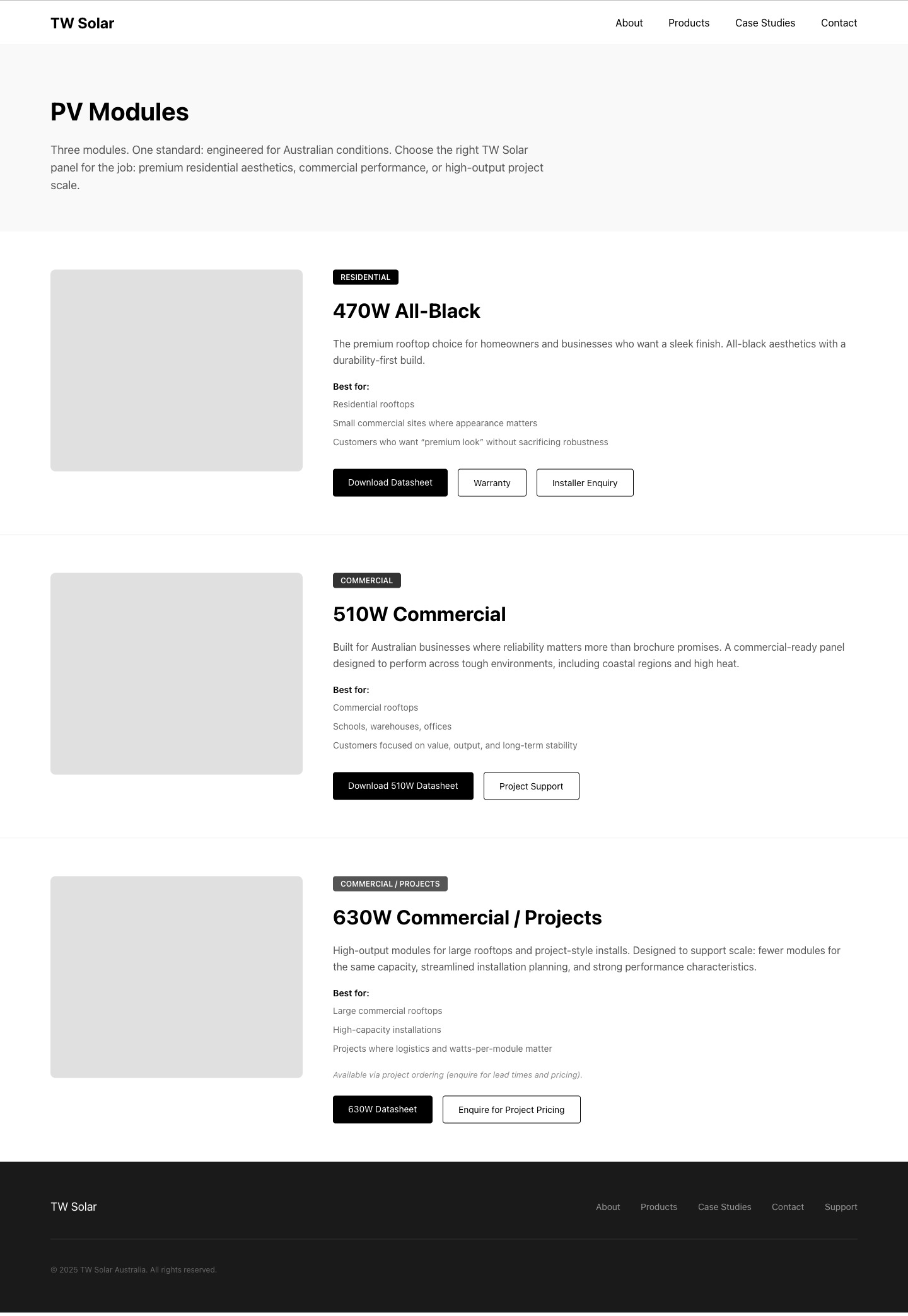 Products listing wireframe