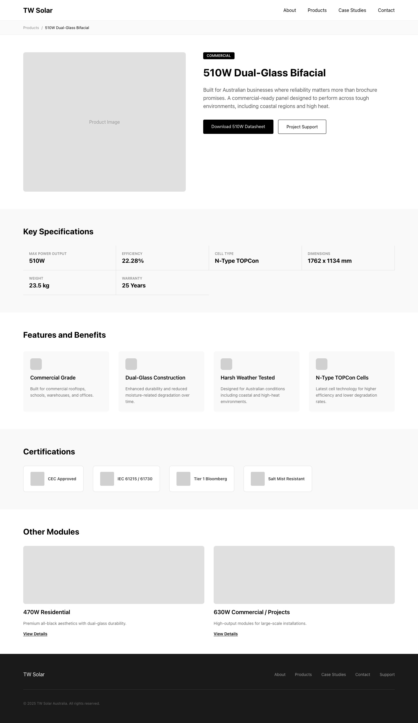 Product detail 510W wireframe